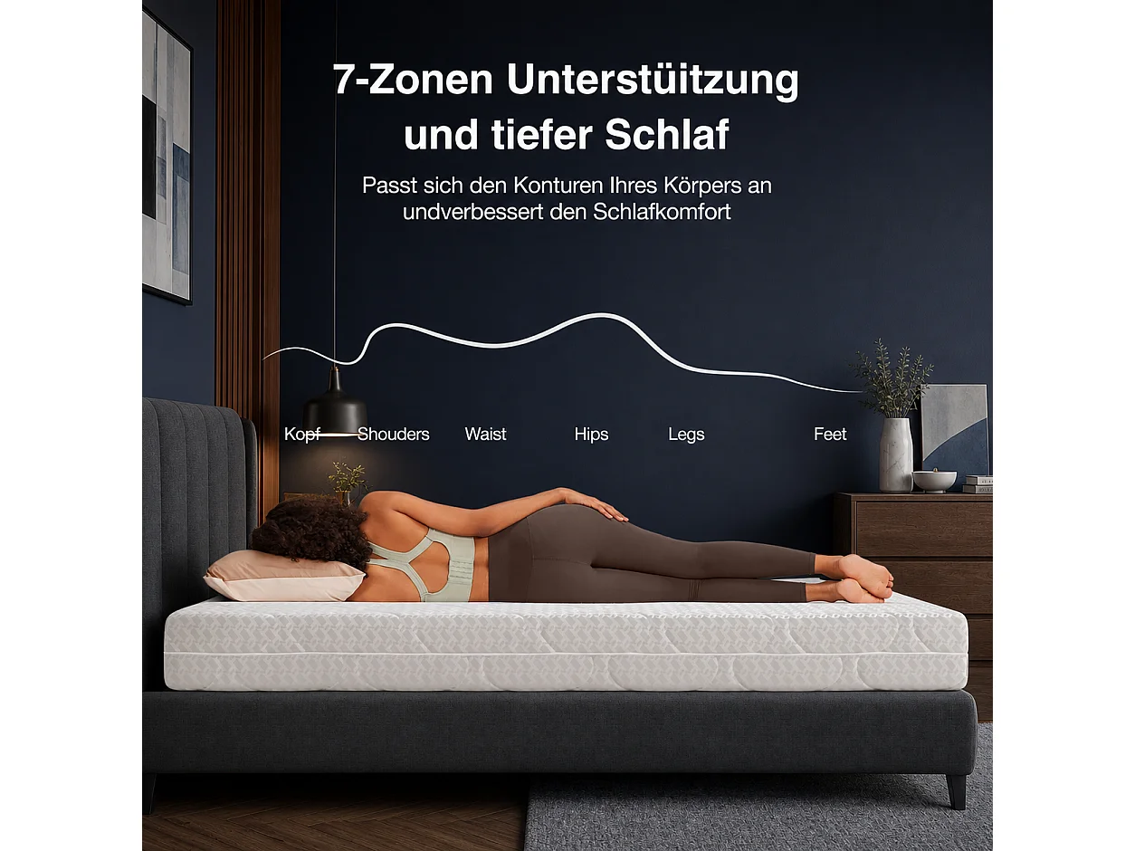 Avenco Matelas hybride - Ressorts ensachés H3 - Housse amovible lavable - Bords renforcés - 140 x 190 cm - Épaisseur 20 cm