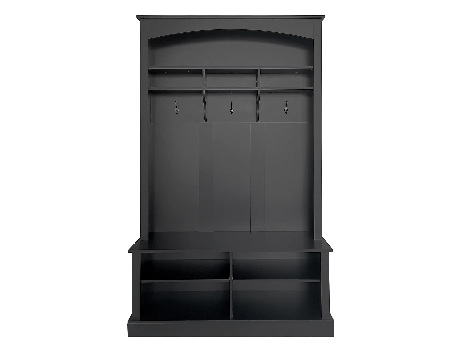 Scarpiera con panca, 3 ganci, vano porta scarpe e ripiani regolabili - MDF - 120 x 40 x 190 cm - Nero