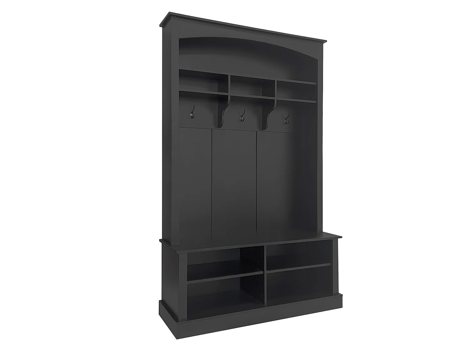 Scarpiera con panca, 3 ganci, vano porta scarpe e ripiani regolabili - MDF - 120 x 40 x 190 cm - Nero