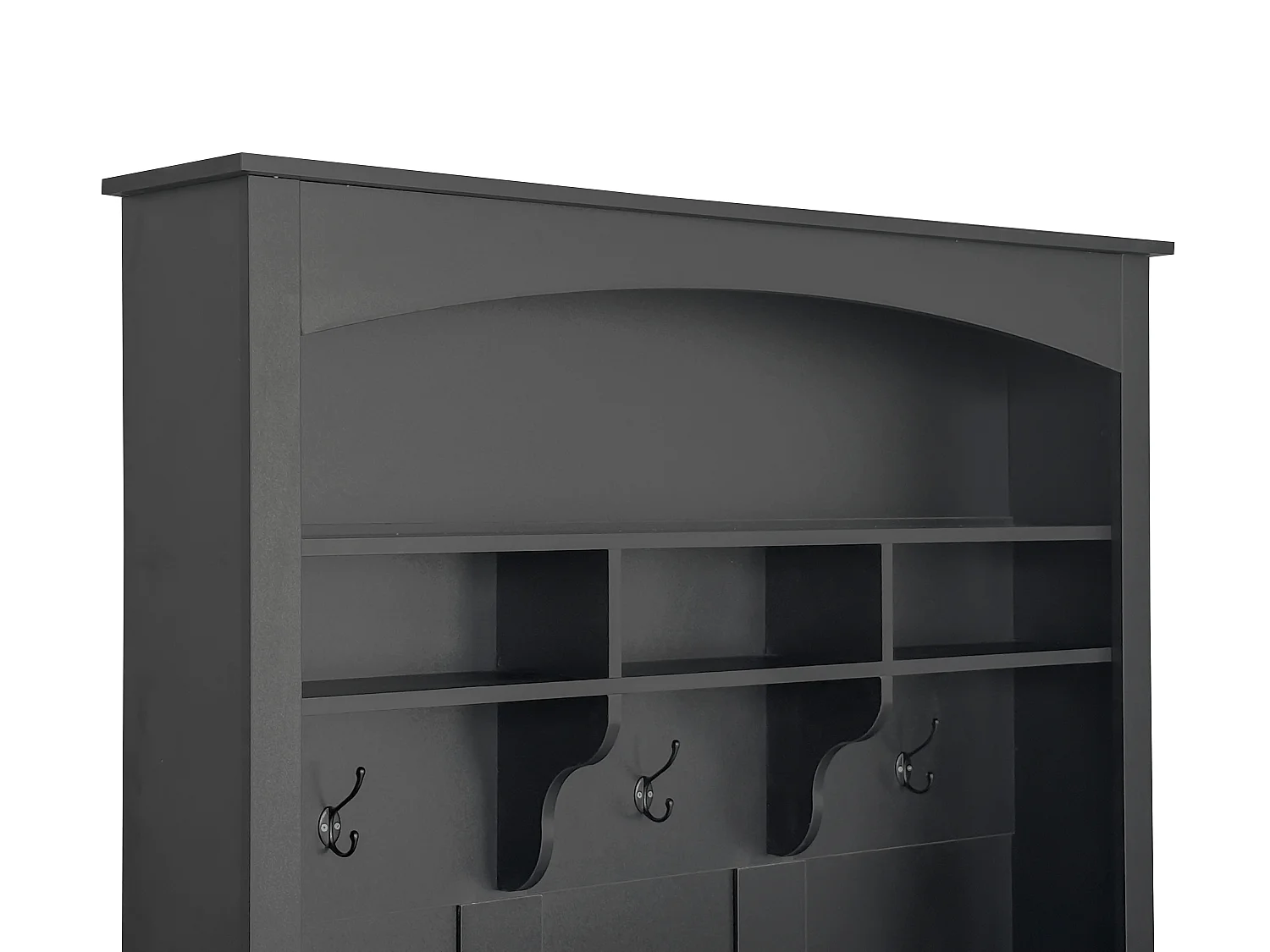 Scarpiera con panca, 3 ganci, vano porta scarpe e ripiani regolabili - MDF - 120 x 40 x 190 cm - Nero