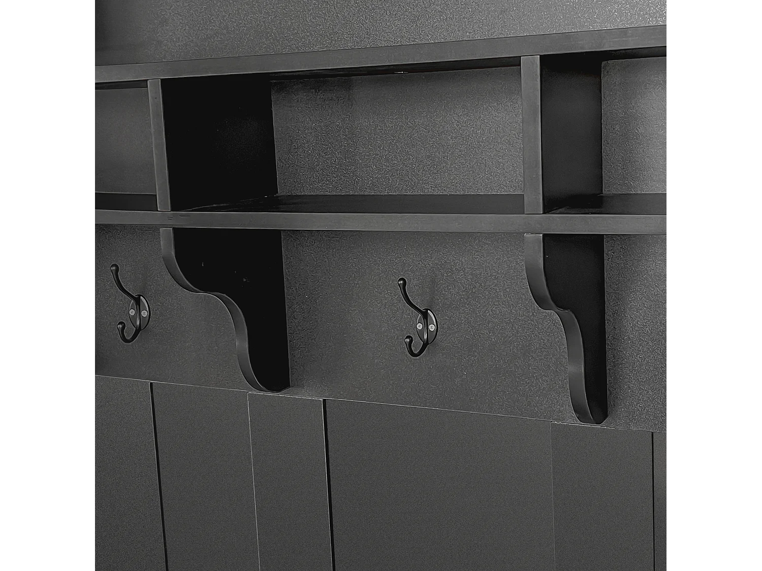 Scarpiera con panca, 3 ganci, vano porta scarpe e ripiani regolabili - MDF - 120 x 40 x 190 cm - Nero