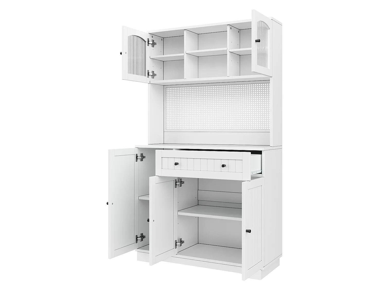 Küchenschrank mit 5 Türen, 1 Schublade, 1 Auszugsschublade und Lochwand – Spanplatte – 103,5 x 40 x 180 cm – Weiß