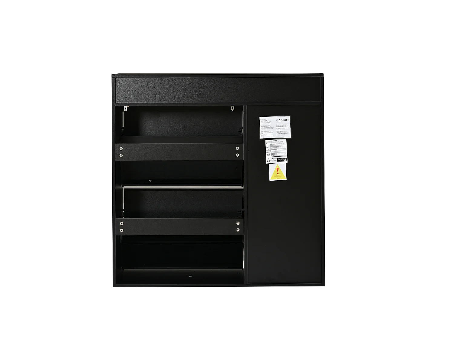 Scarpiera con 2 ante a ribalta, 1 anta, 1 cassetto - MDF e truciolato - 100 x 35 x 105 cm - Nero e naturale