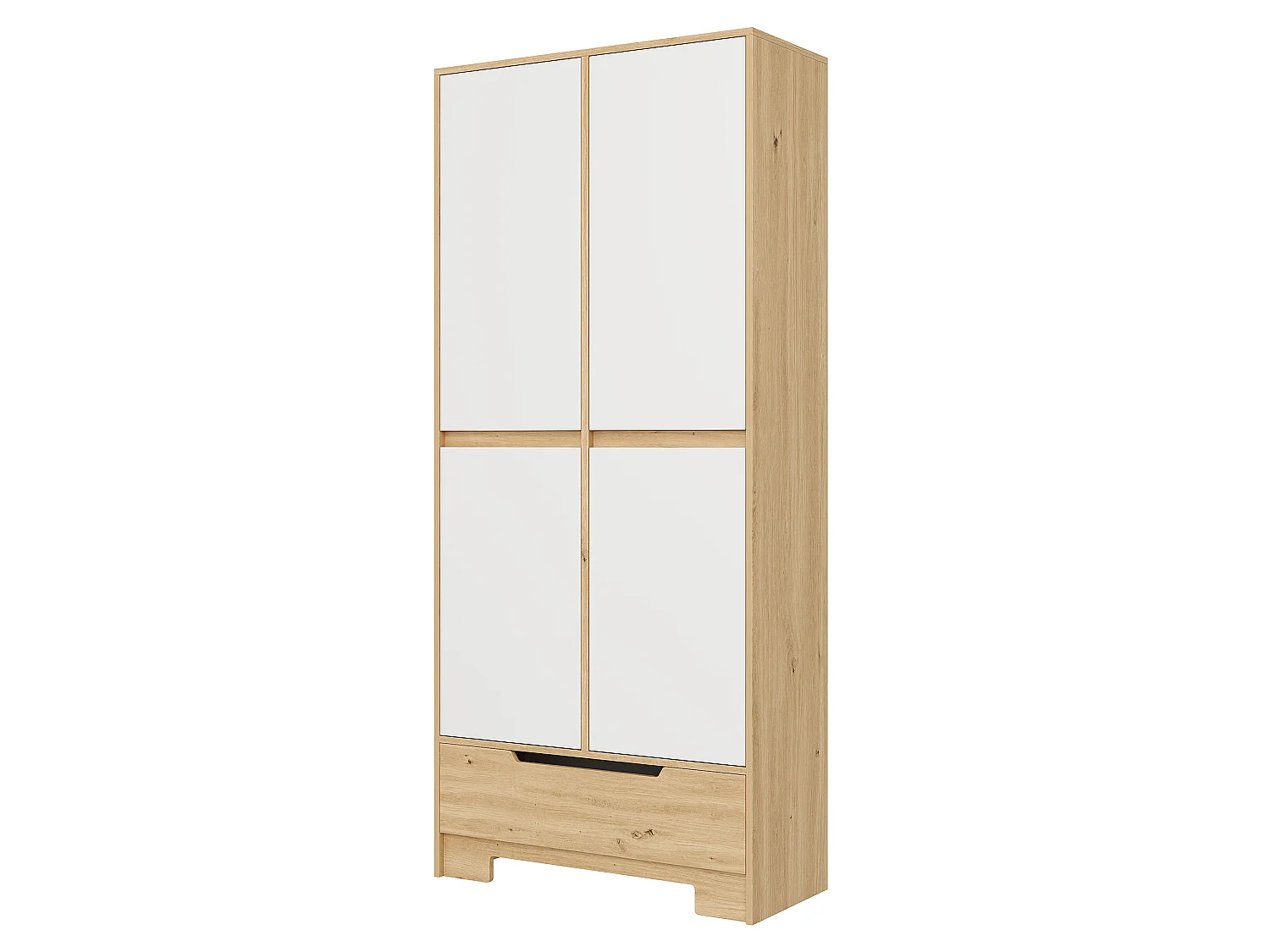 Armoire de cuisine avec 1 tiroir, étagères réglables et 4 portes - MDF et panneaux de particules - 80 x 35 x 180 cm - Blanc