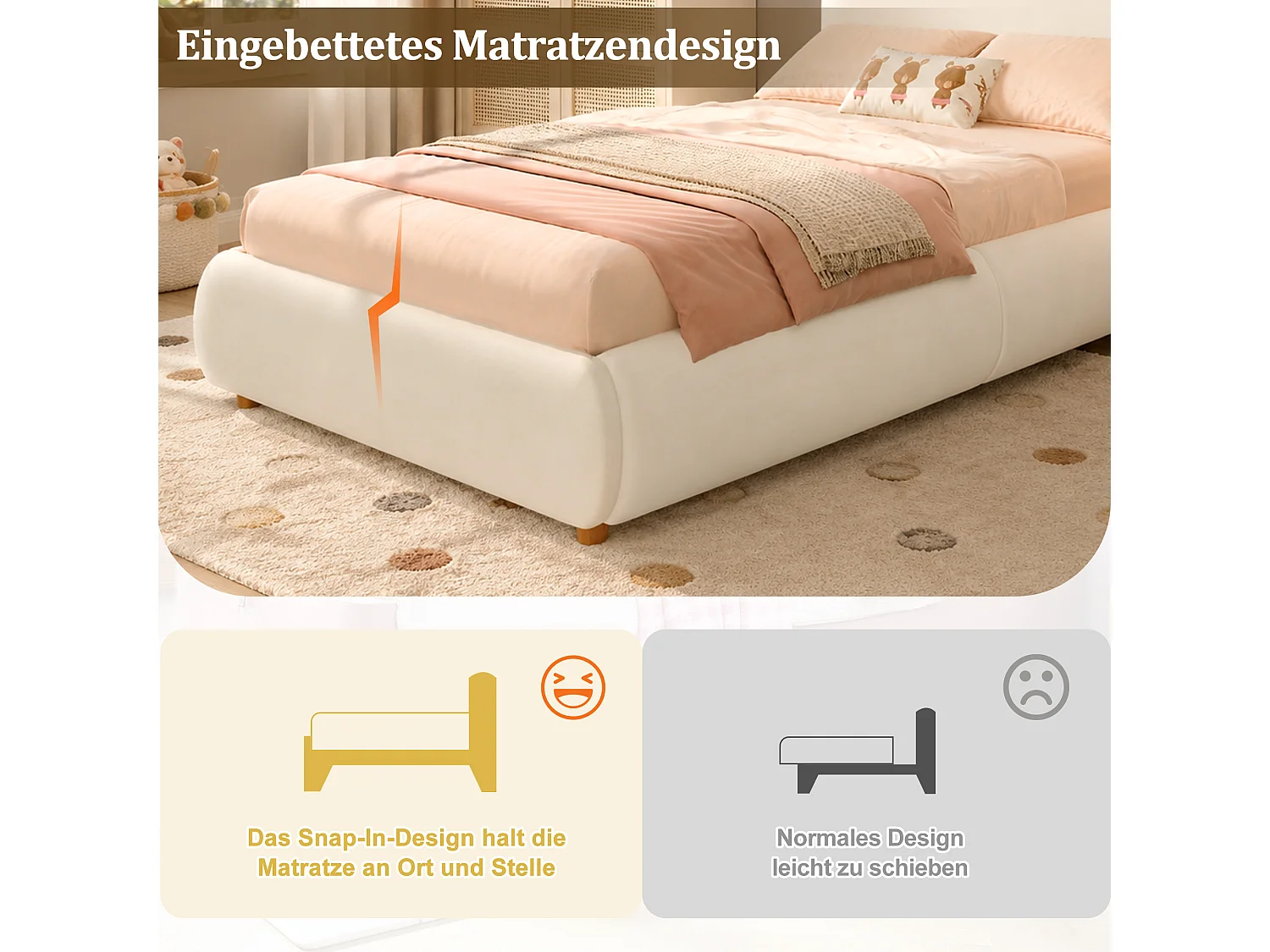 Seng med opbevaring 90 x 200 cm med hydraulisk opbevaringsrum og hovedgærde – 11 cm polstret fløjl – Beige (Madras medfølger ikke)