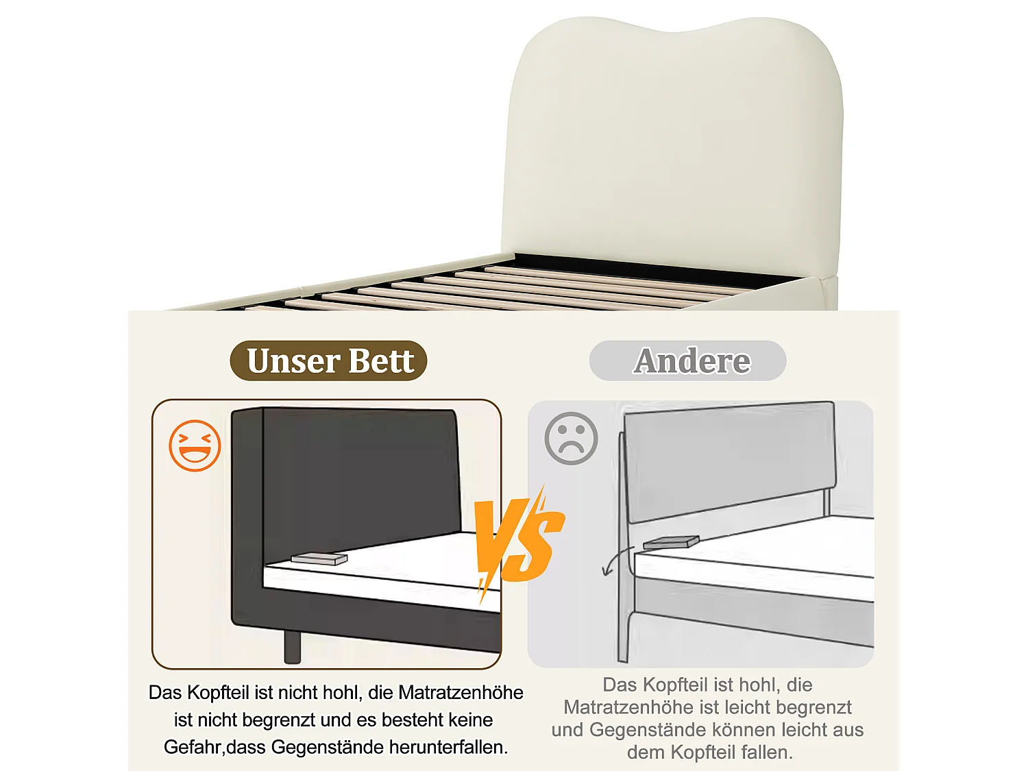 Seng med opbevaring 90 x 200 cm med hydraulisk opbevaringsrum og hovedgærde – 11 cm polstret fløjl – Beige (Madras medfølger ikke)