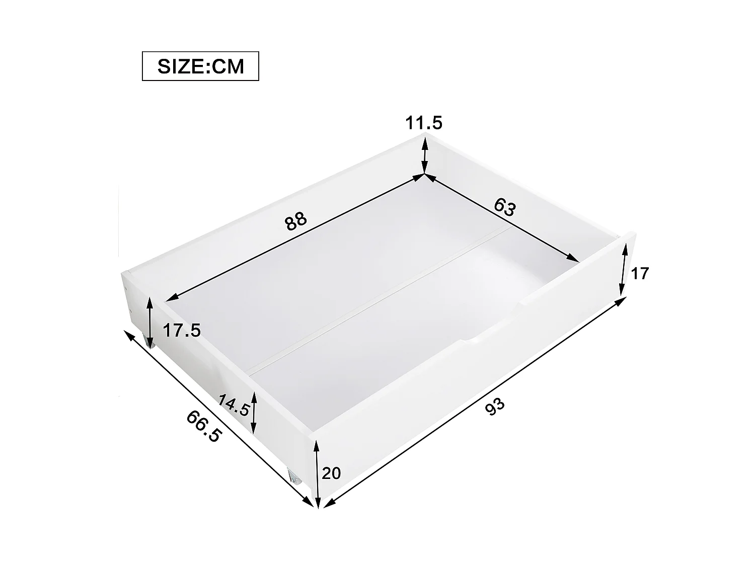 Lit cabane 90 x 200 cm avec 2 tiroirs et 2 fenêtres - Pin + MDF - Sommier à lattes inclus - Blanc (Sans matelas)