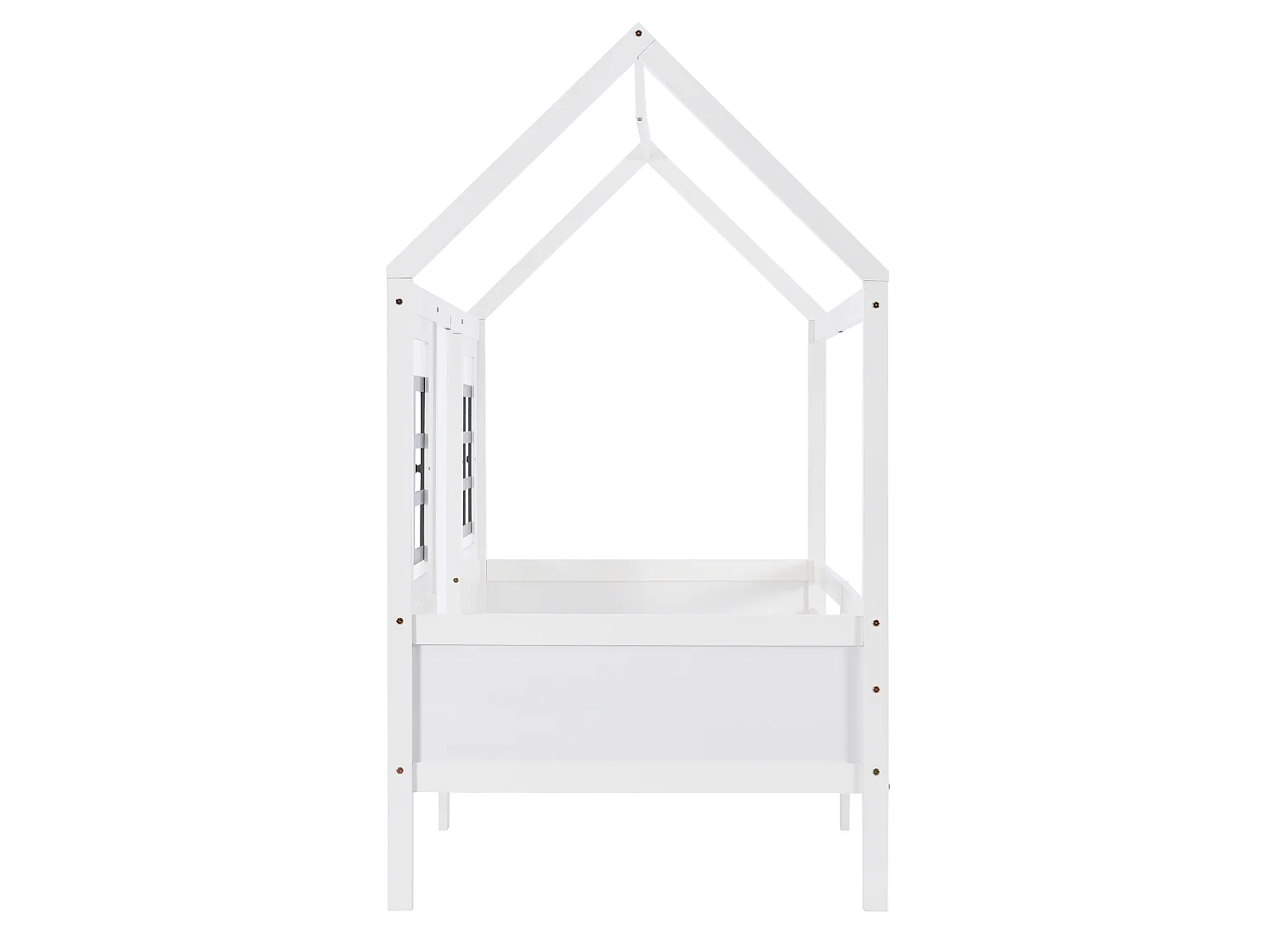 Lit cabane 90 x 200 cm avec 2 tiroirs et 2 fenêtres - Pin + MDF - Sommier à lattes inclus - Blanc (Sans matelas)