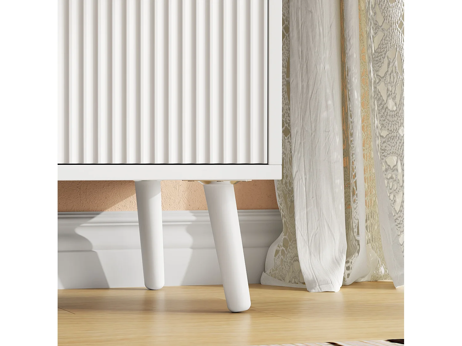 Hoge keukenkast met 2 deuren, 3 lades, deurvakken en verstelbare planken - MDF - 75 x 35 x 180 cm - Wit