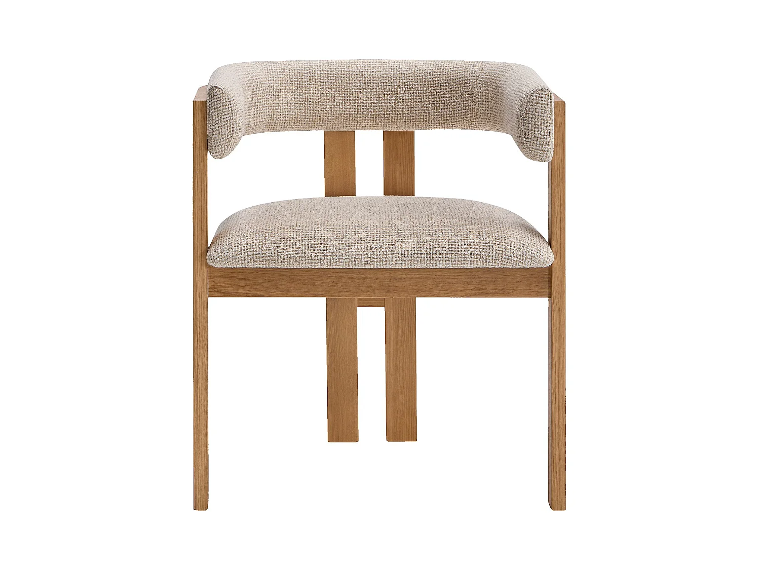 Habitat - Chaise en tissu texturé et chêne massif avec accoudoirs - Crème mélangé - Dalya
