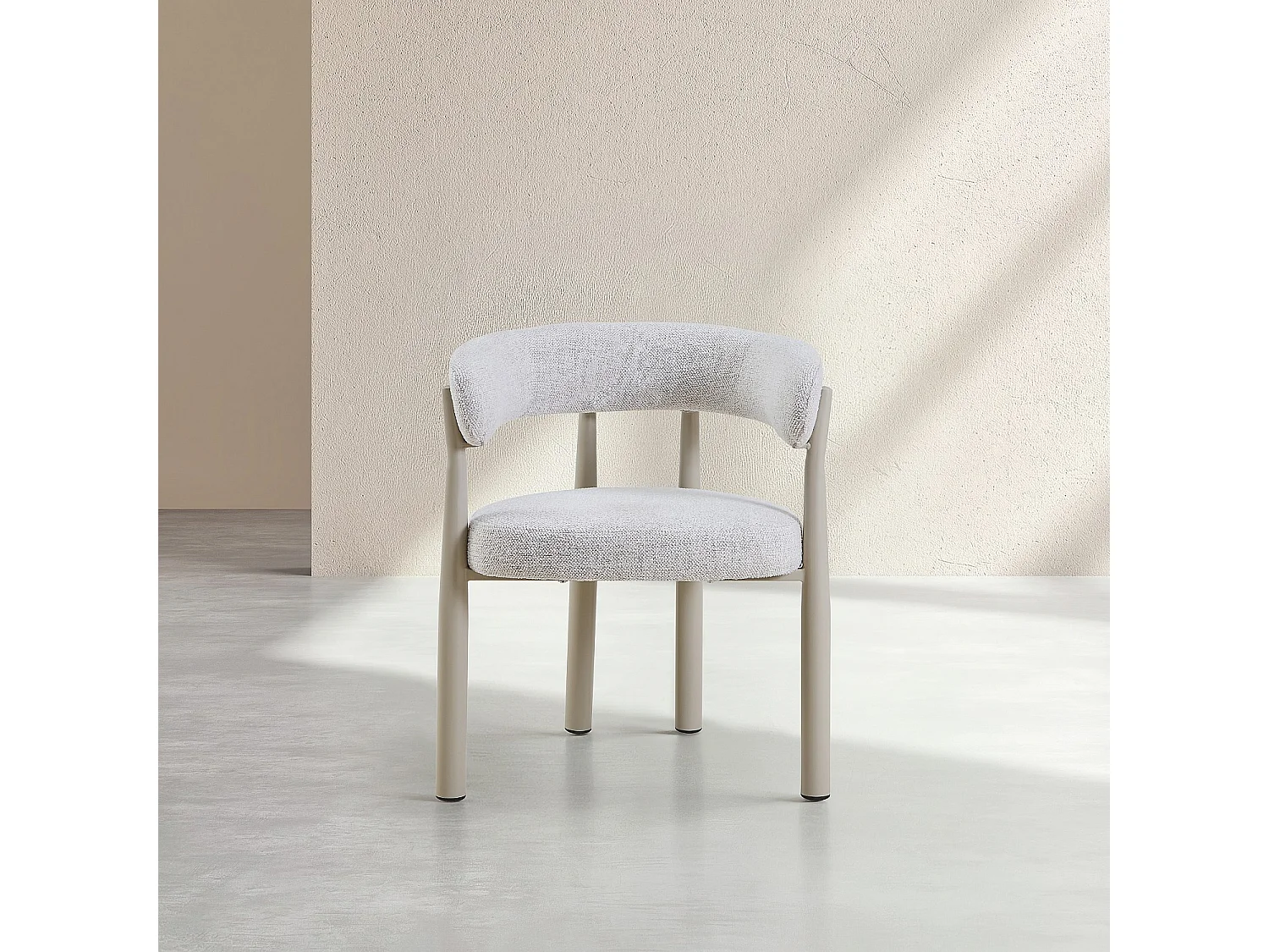 Habitat - Lot de 2 chaises en tissu et métal crème avec accoudoirs - Ivoire - Bryne
