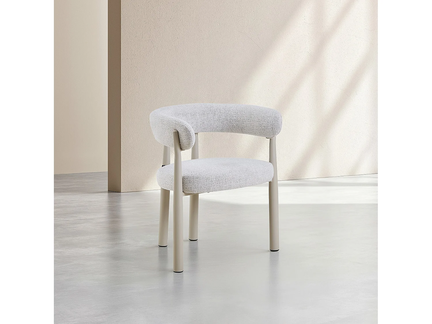 Habitat - Lot de 2 chaises en tissu et métal crème avec accoudoirs - Ivoire - Bryne
