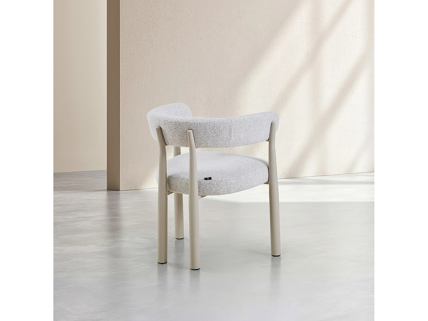 Habitat - Lot de 2 chaises en tissu et métal crème avec accoudoirs - Ivoire - Bryne