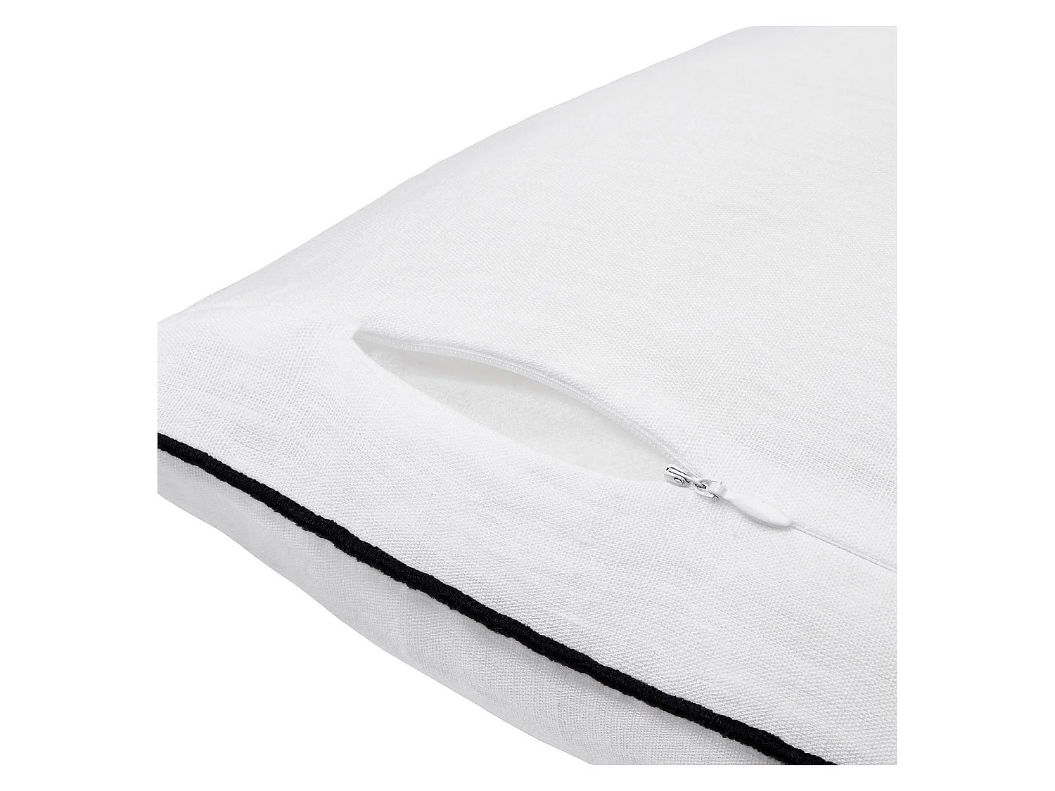 Habitat - Coussin en lin à bourdon noir - 45 x 45 cm - Blanc - Brunel