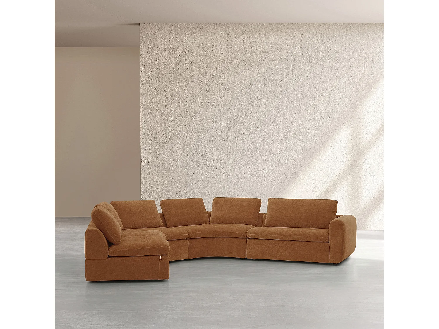 Habitat - Grand canapé panoramique modulable en tissu - Marron noisette - Ameria
