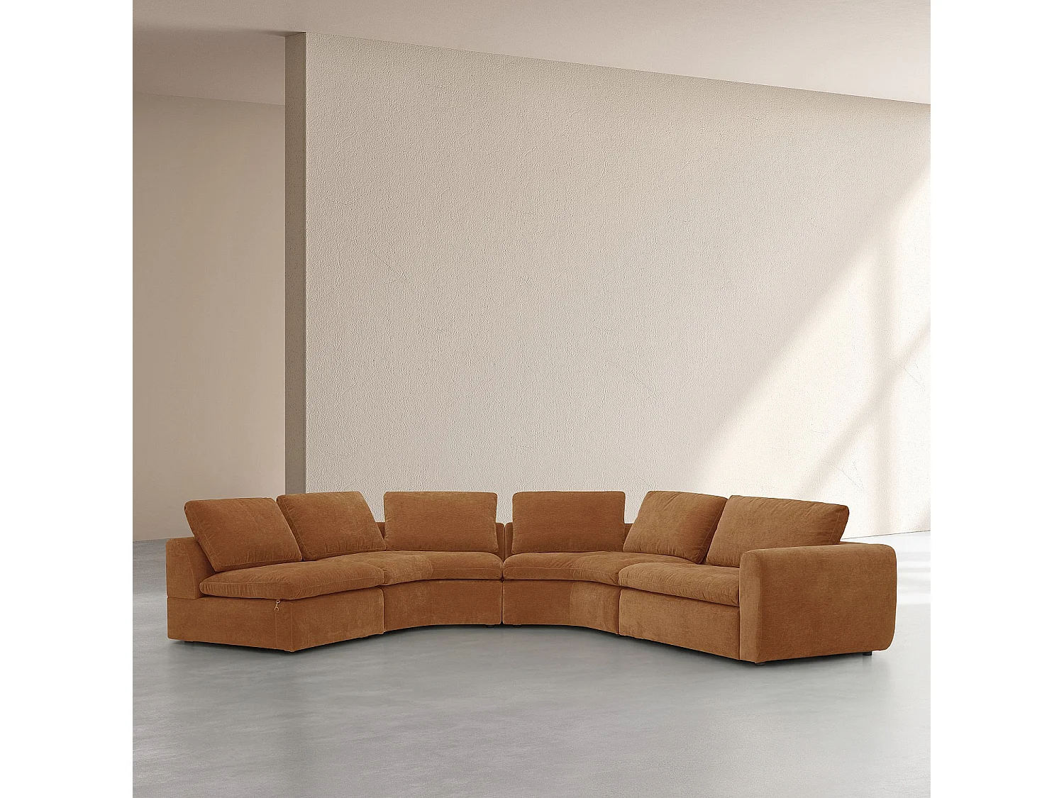 Habitat - Grand canapé panoramique modulable en tissu - Marron noisette - Ameria
