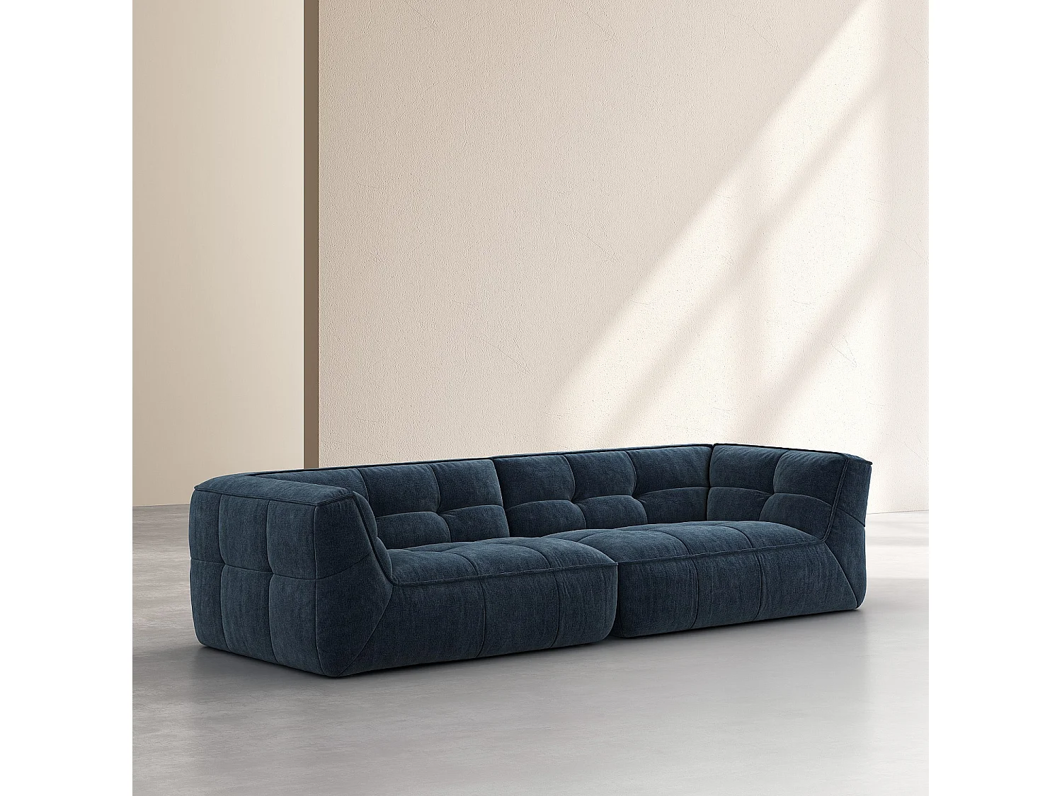 Habitat - Canapé 4 places modulable en tissu - Bleu océan - Orieto