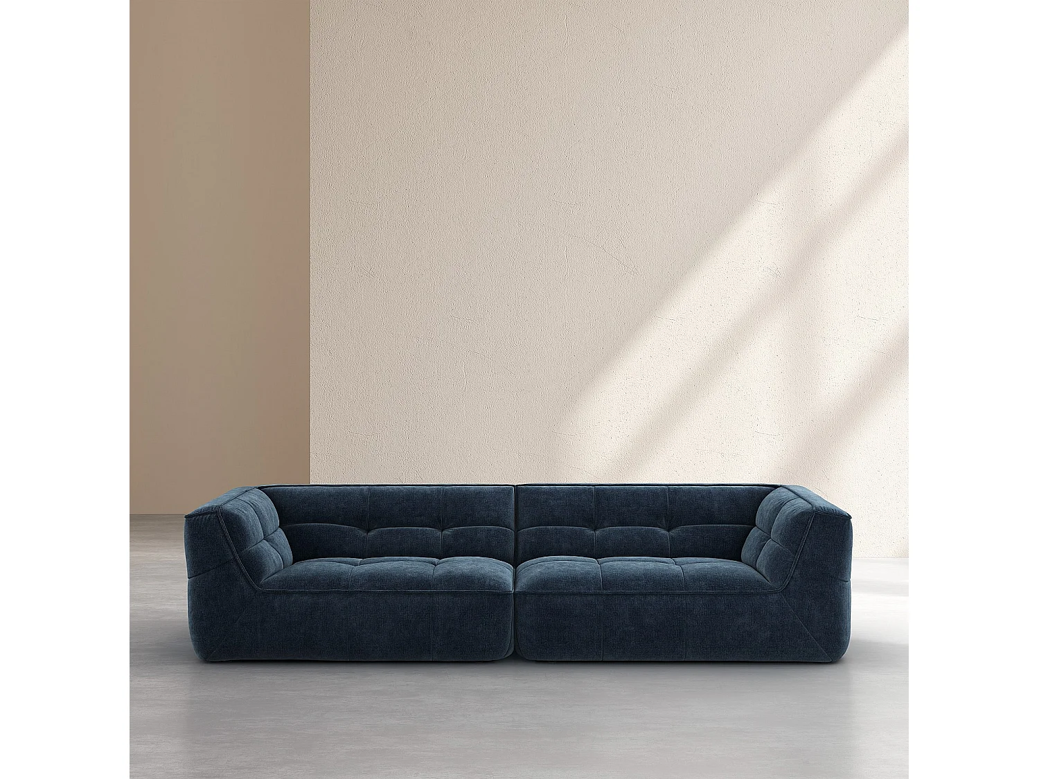 Habitat - Canapé 4 places modulable en tissu - Bleu océan - Orieto