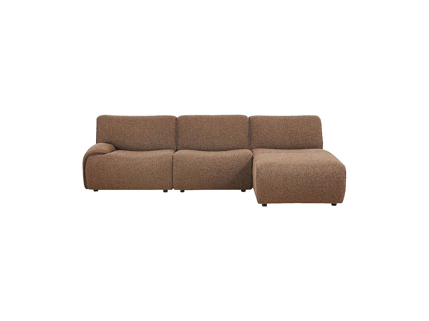 Habitat - Canapé d'angle droit en tissu bouclette - Brun - Amael