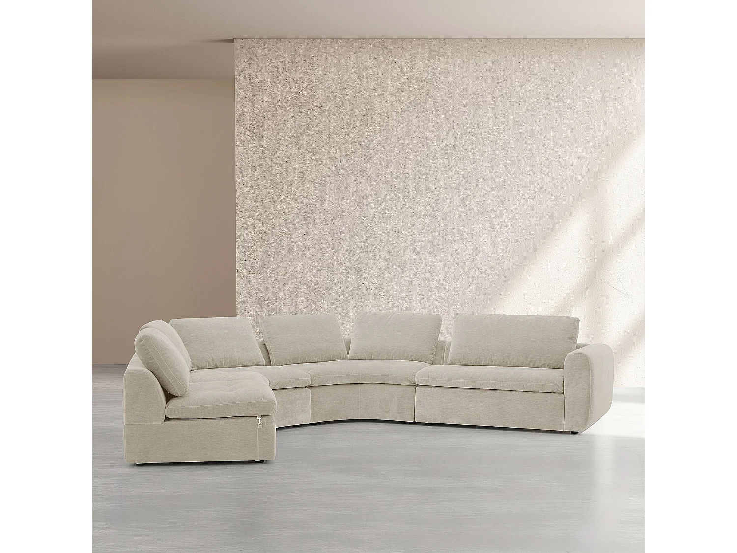 Habitat - Grand canapé panoramique modulable en tissu - Beige meringue - Ameria