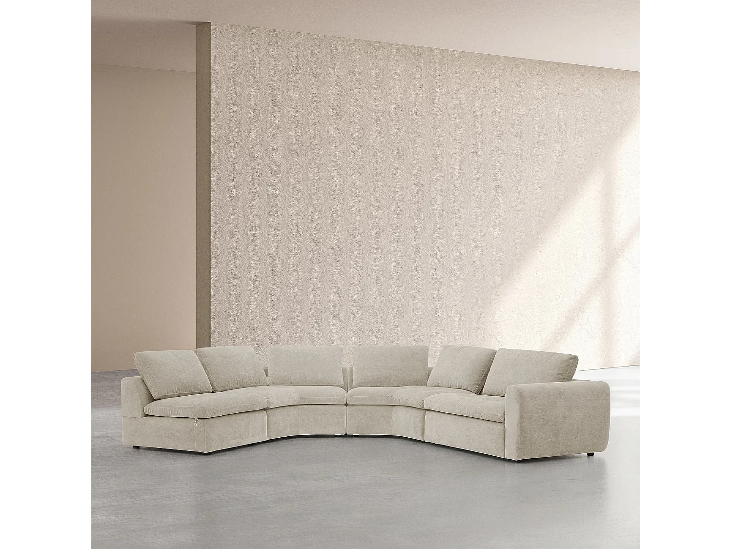 Habitat - Grand canapé panoramique modulable en tissu - Beige meringue - Ameria
