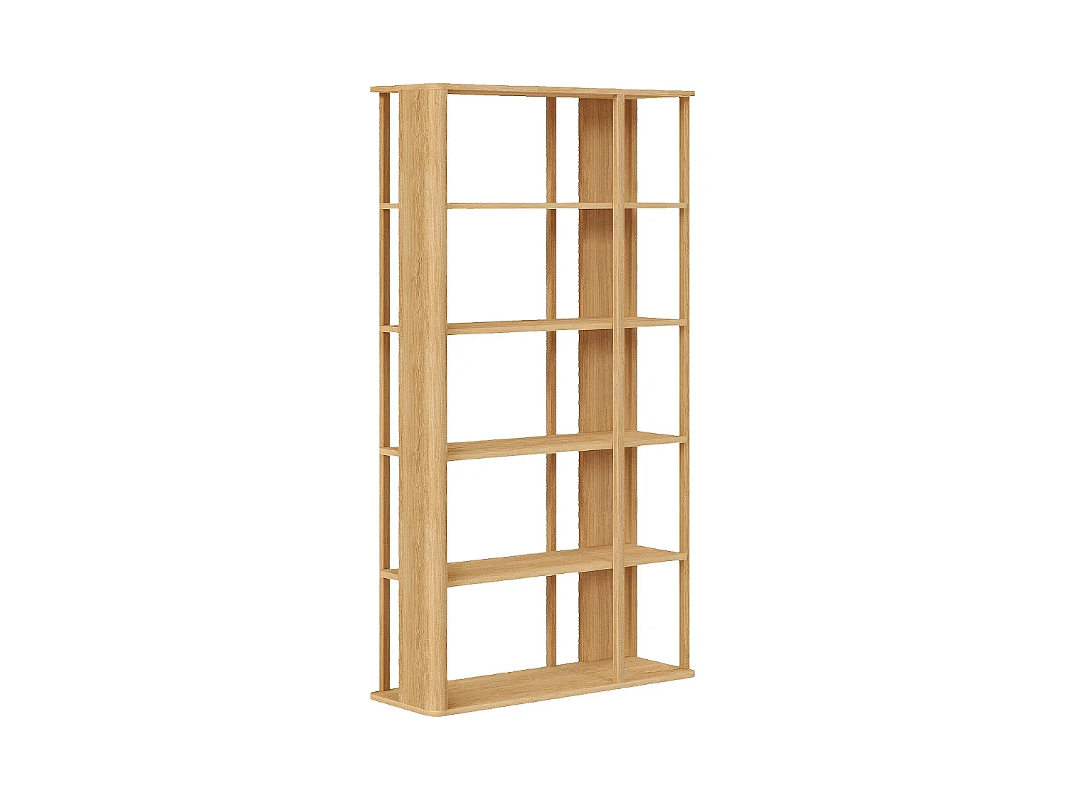 Habitat - Bibliothèque en bois massif plaqué chêne 100 x 180 cm - Naturel - Design by Hélèna Pille - Adele