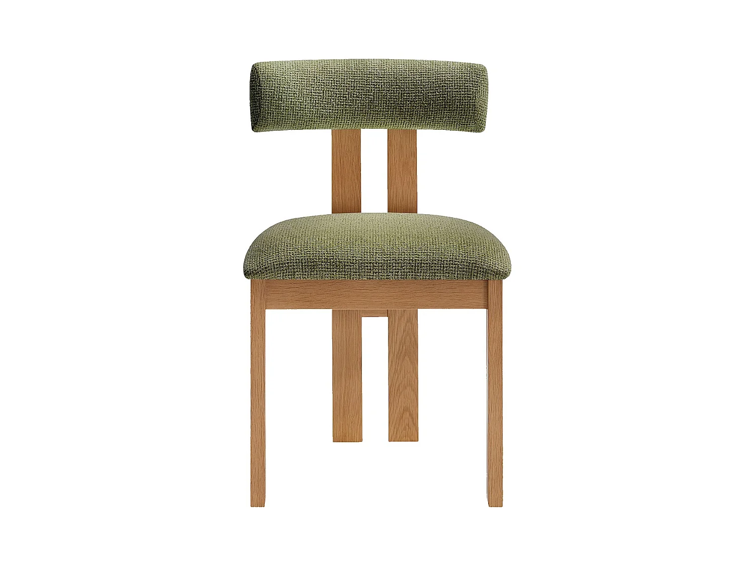 Habitat - Lot de 2 chaises en tissu texturé et chêne massif - Vert kaki mélangé - Dalya