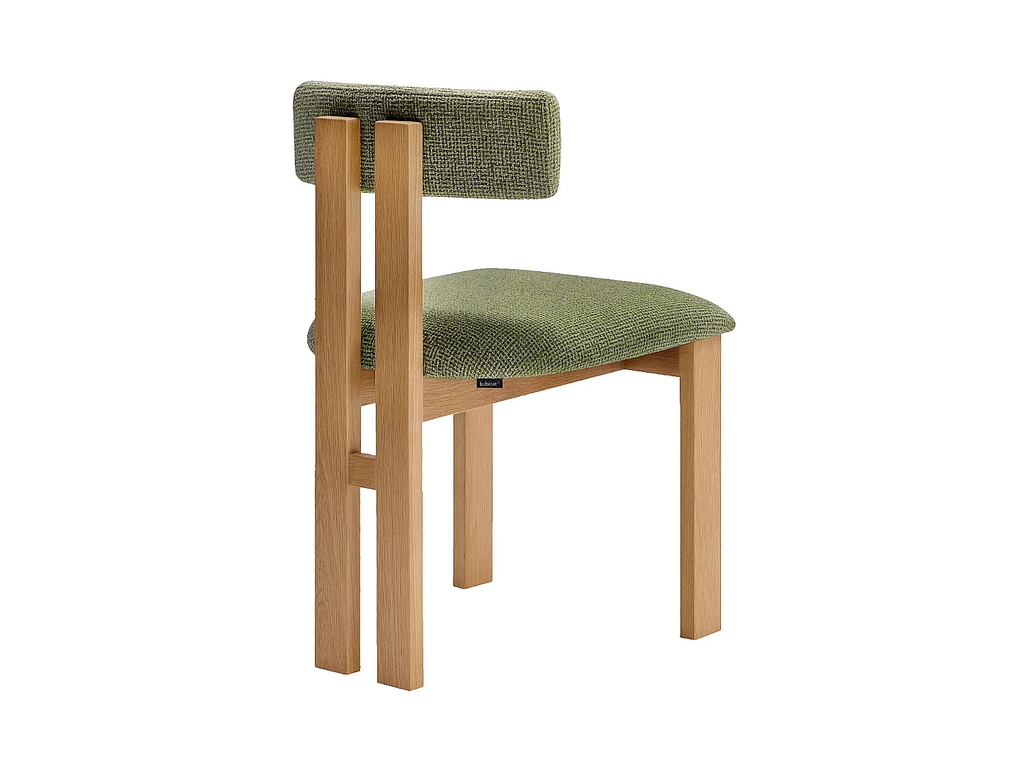 Habitat - Lot de 2 chaises en tissu texturé et chêne massif - Vert kaki mélangé - Dalya