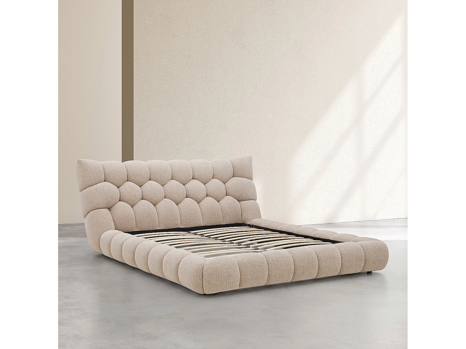 Habitat - Lit 180 x 200 cm en tissu matelassé - Taupe - Cefalu