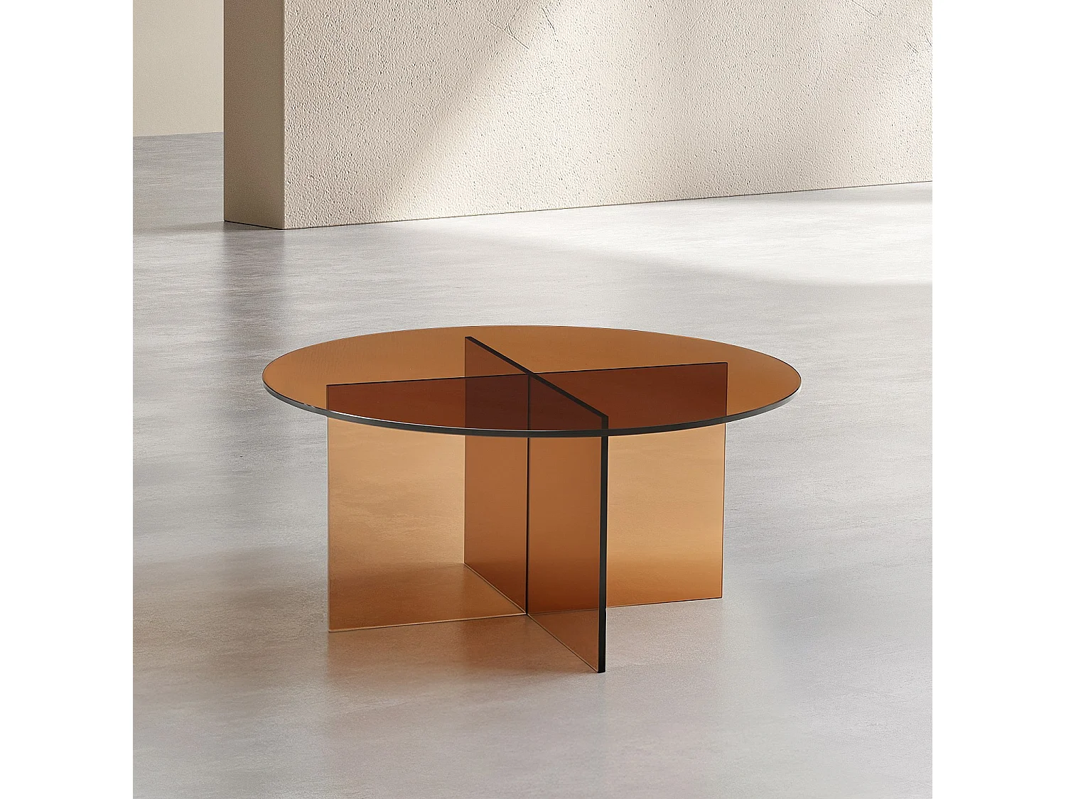 Habitat - Table basse ronde en verre trempé - Marron ambré - Design by Céline Mognon Fichet - Elory