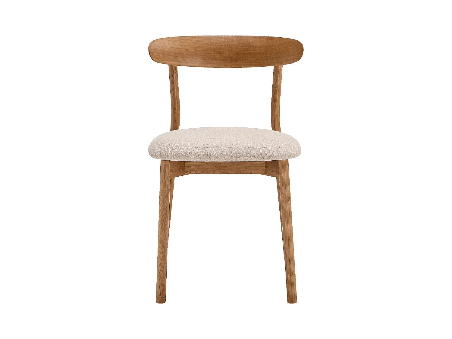 Habitat - Lot de 2 chaises en tissu texturé et chêne massif - Crème - Hayden
