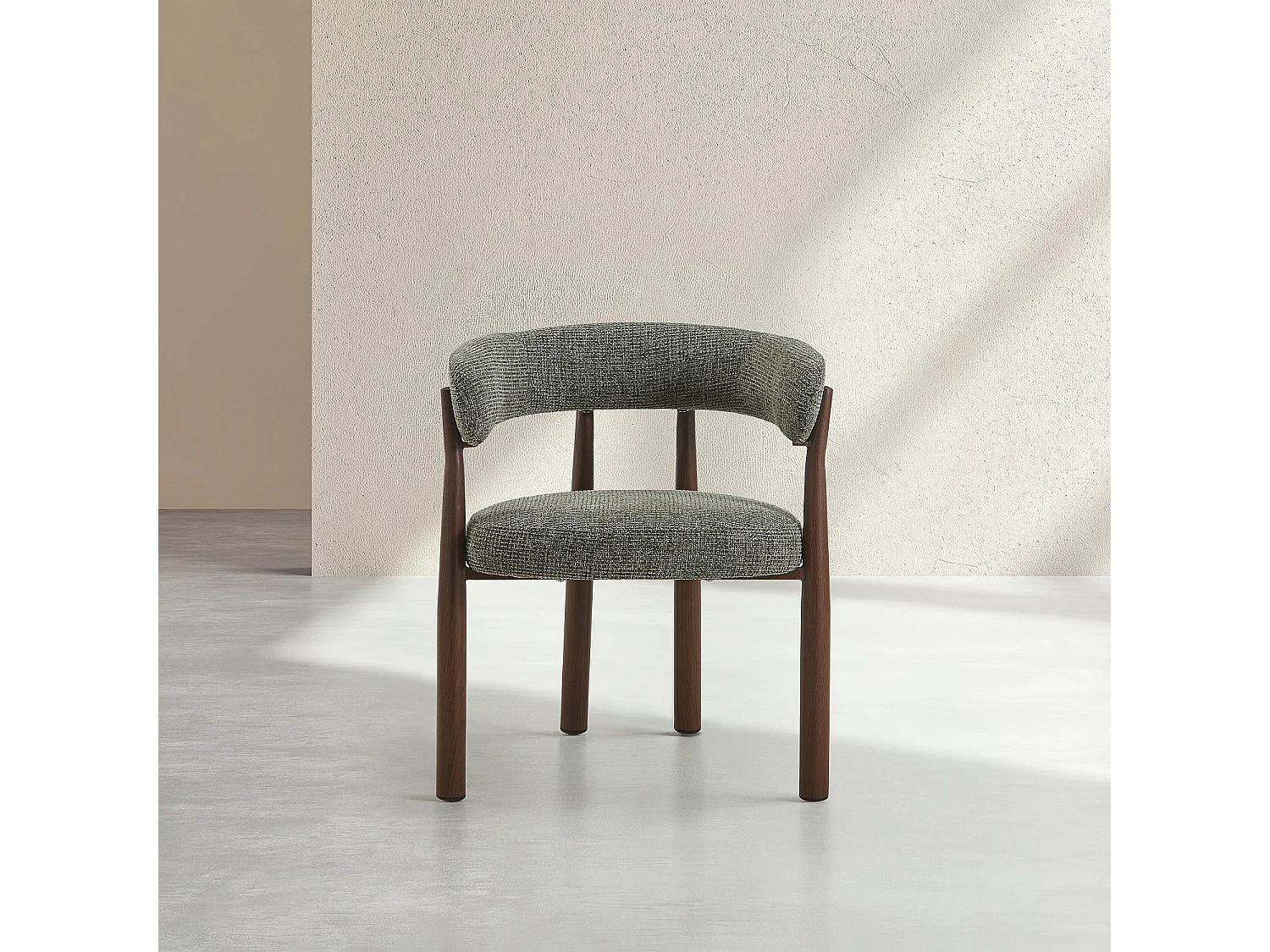 Habitat - Lot de 2 chaises en tissu et métal finition noyer avec accoudoirs - Vert sapin - Bryne