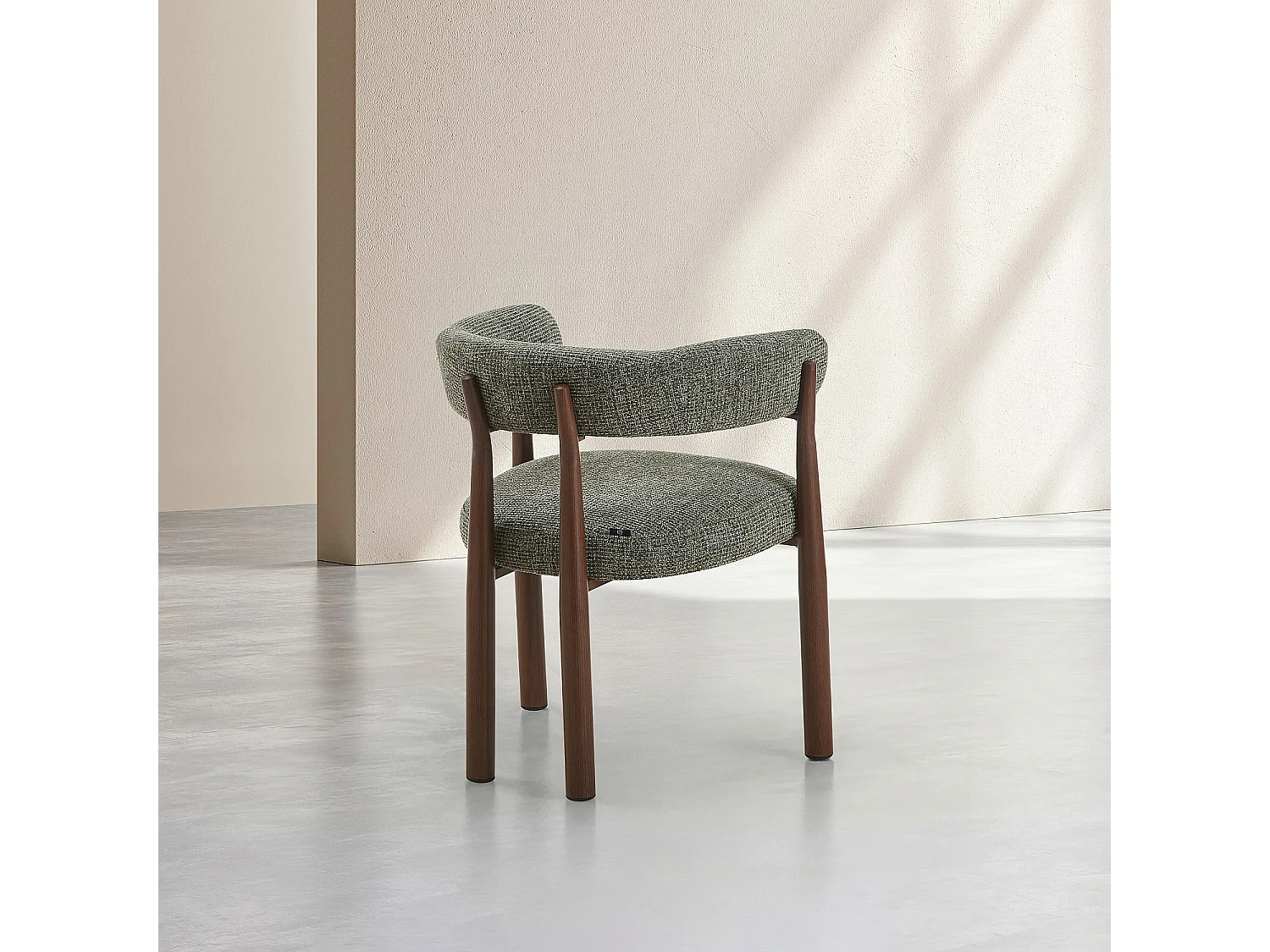 Habitat - Lot de 2 chaises en tissu et métal finition noyer avec accoudoirs - Vert sapin - Bryne