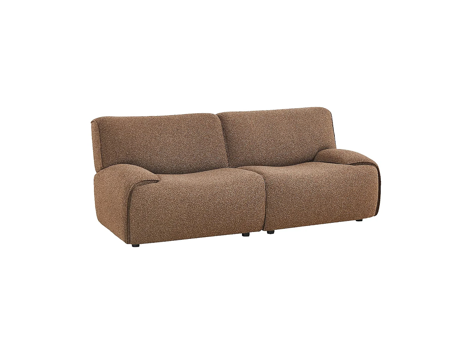 Habitat - Canapé 2 places en tissu bouclette - Brun - Amael