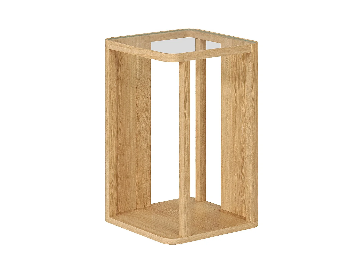 Habitat - Table d'appoint en bois massif plaqué chêne et verre trempé - Naturel - Design by Hélèna Pille - Adele