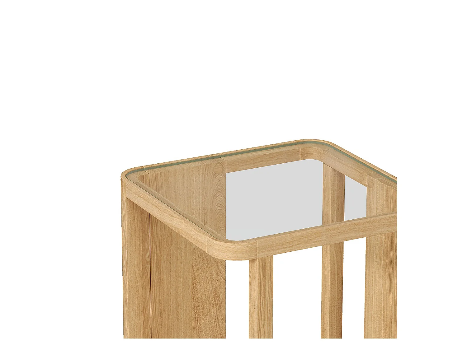 Habitat - Table d'appoint en bois massif plaqué chêne et verre trempé - Naturel - Design by Hélèna Pille - Adele