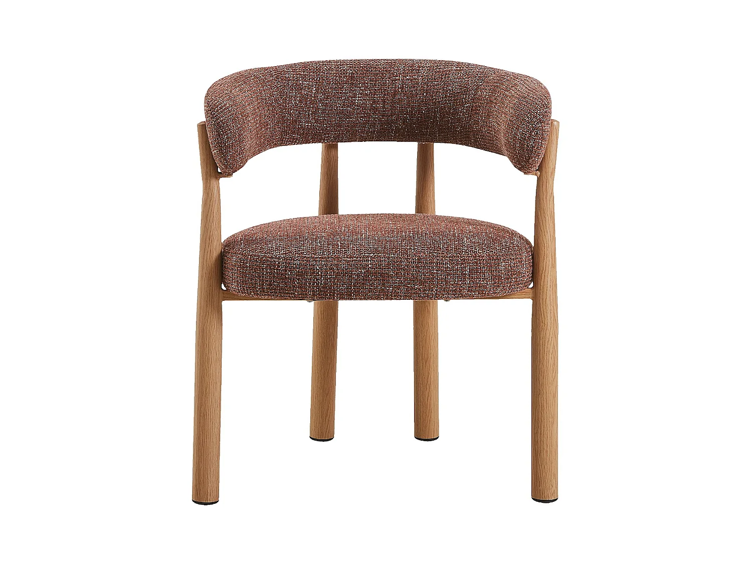Habitat - Lot de 2 chaises en tissu et métal finition chêne avec accoudoirs - Terracotta - Bryne