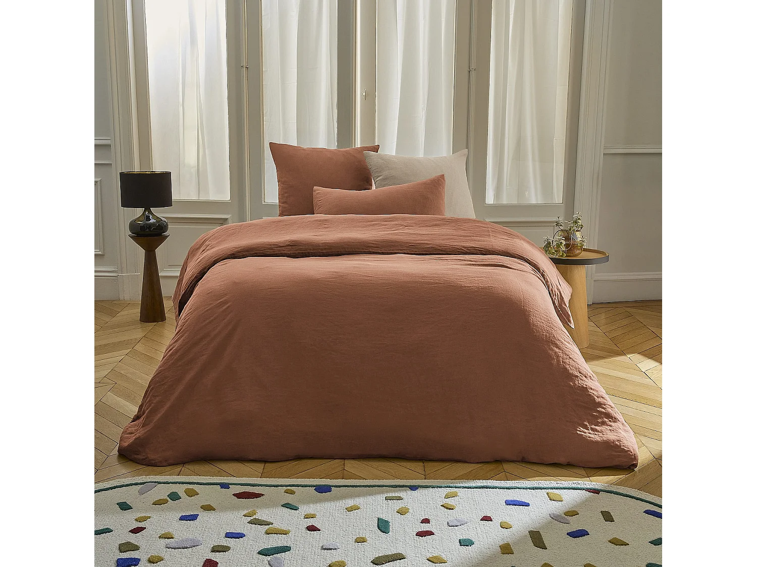 Habitat - Housse de couette en lin - 260 x 240 cm - Brun - Brunel