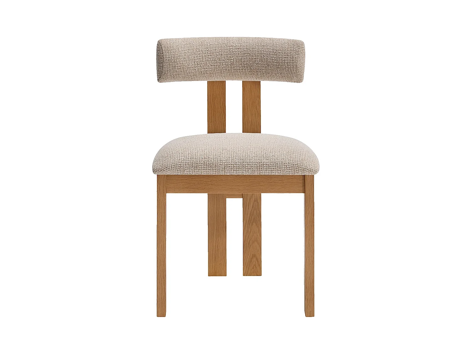 Habitat - Lot de 2 chaises en tissu texturé et chêne massif - Crème mélangé - Dalya