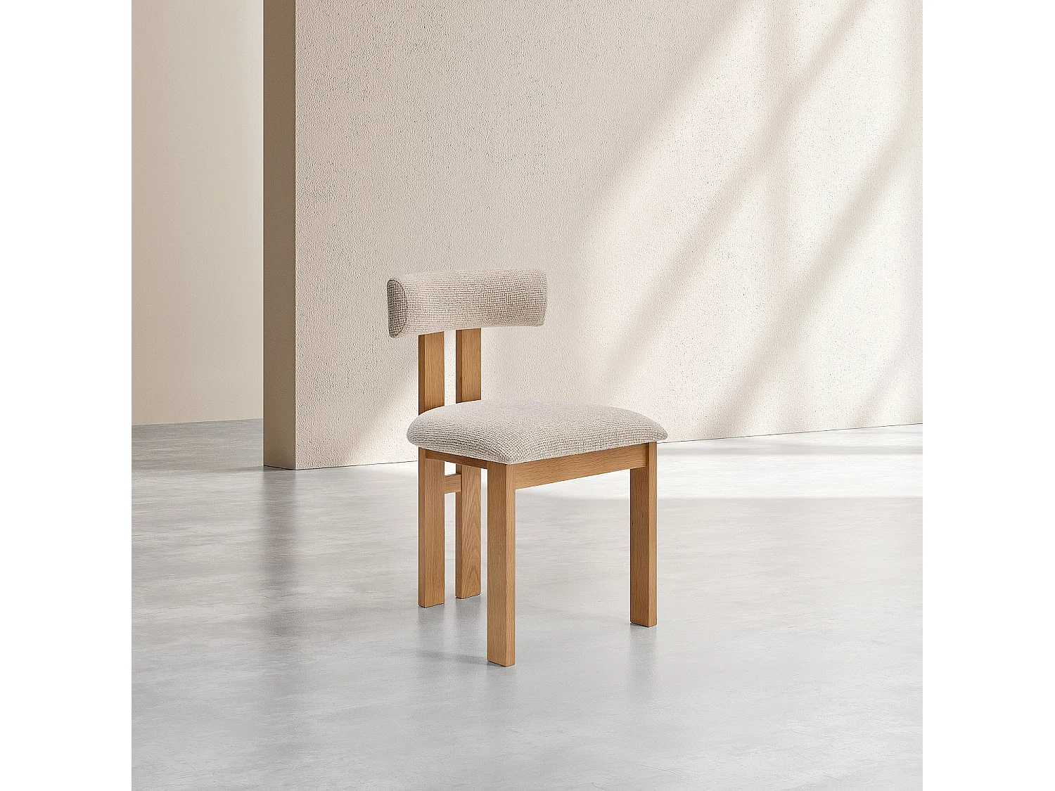 Habitat - Lot de 2 chaises en tissu texturé et chêne massif - Crème mélangé - Dalya