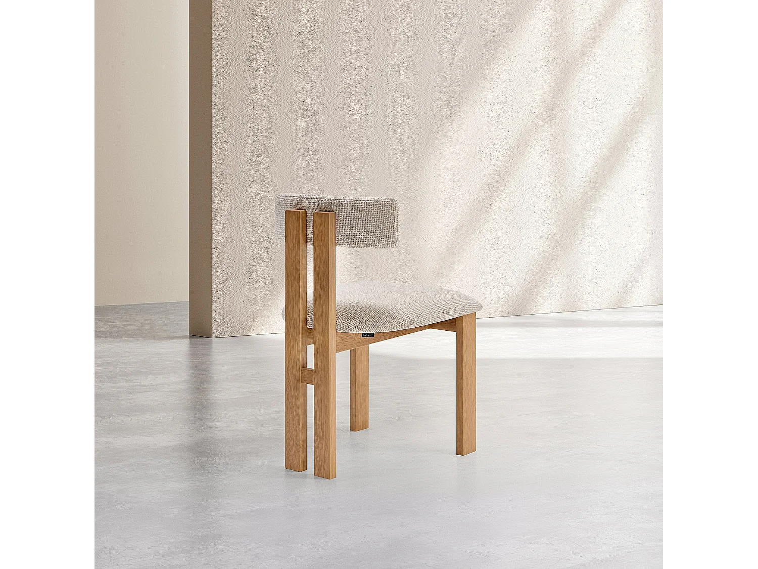Habitat - Lot de 2 chaises en tissu texturé et chêne massif - Crème mélangé - Dalya