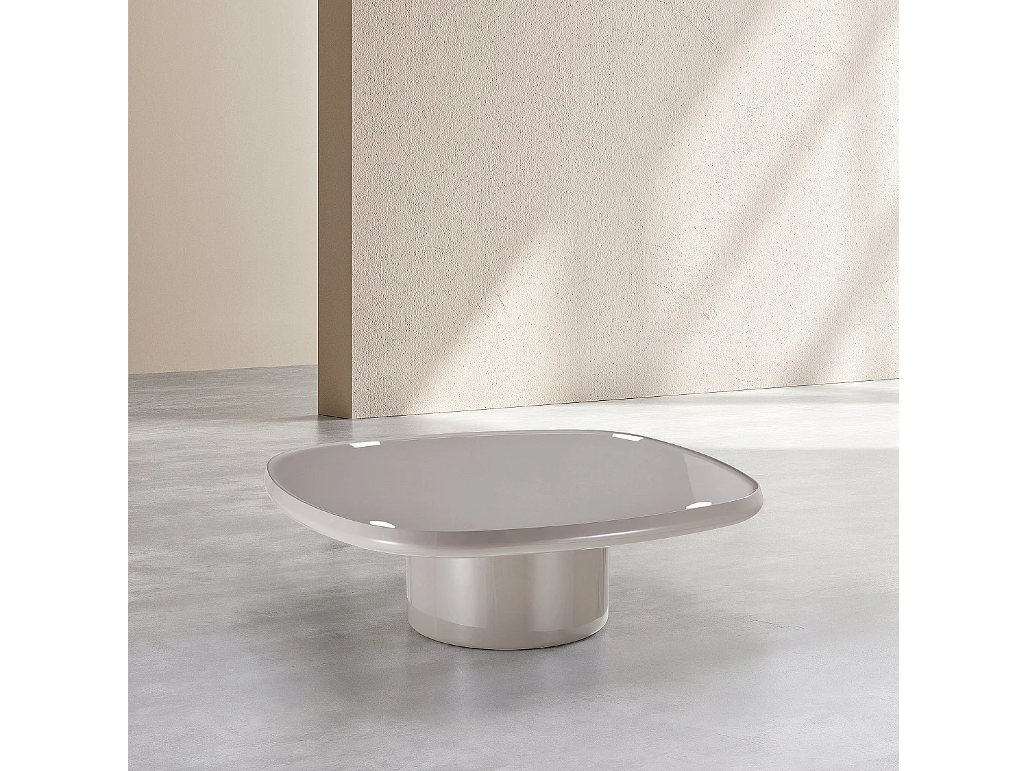 Habitat - Table basse carrée laquée - Taupe - Luna