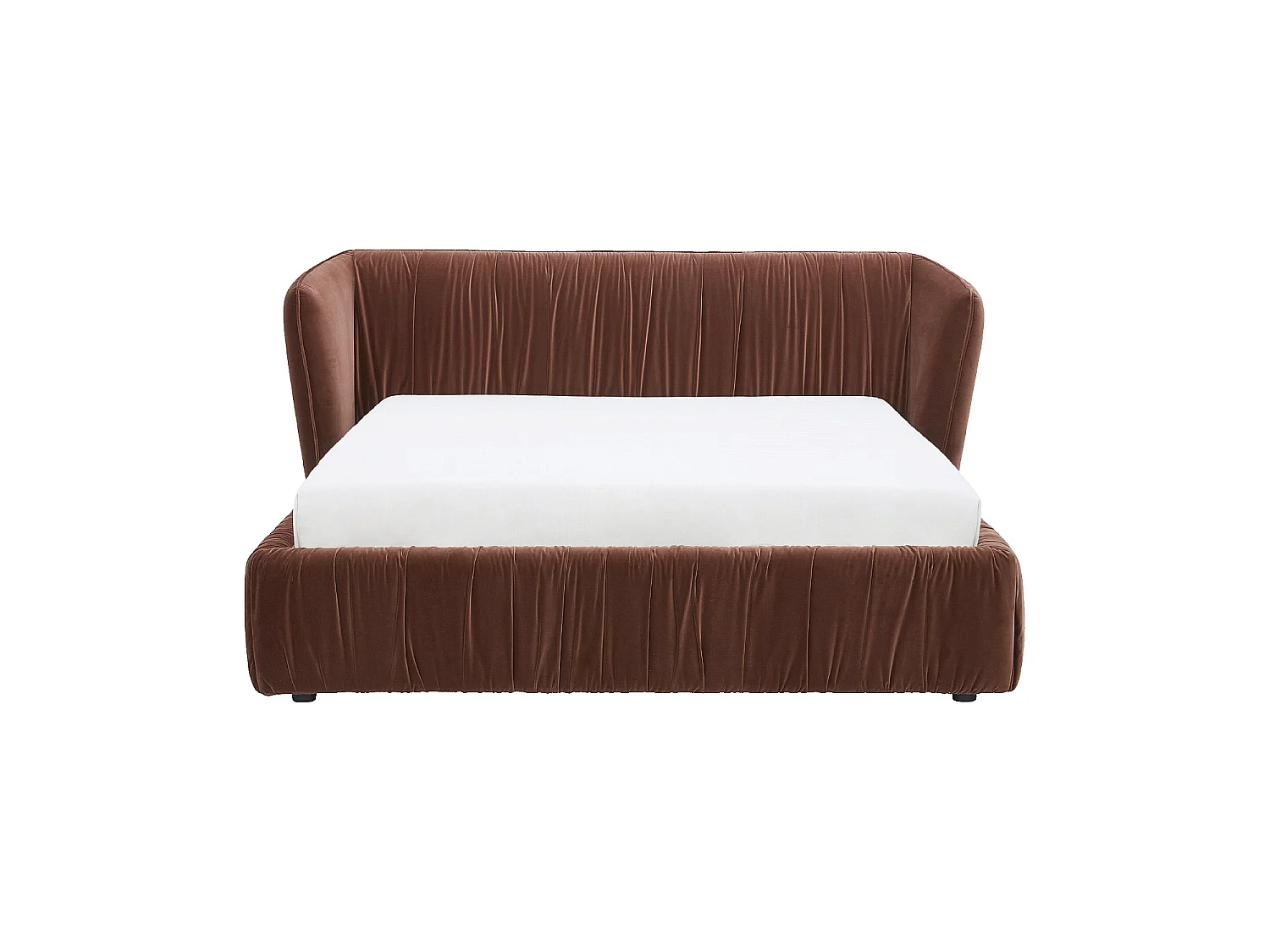 Habitat - Lit 180 x 200 cm en tissu plissé - Marron cuivré - Evora