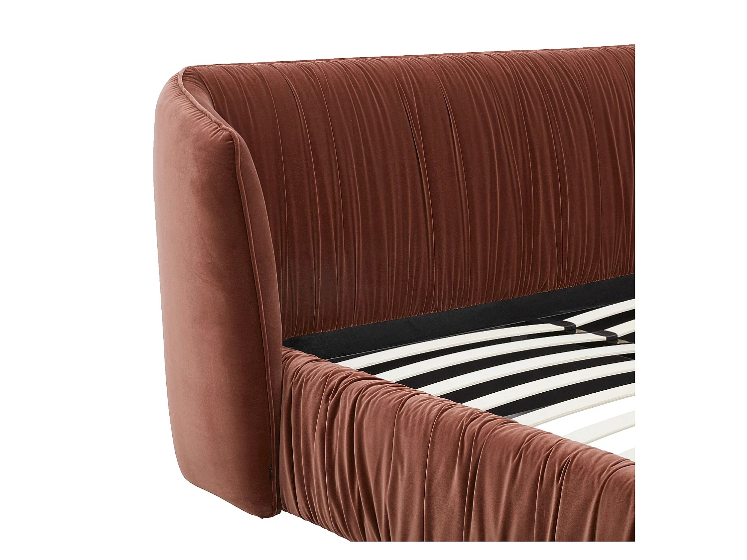 Habitat - Lit 180 x 200 cm en tissu plissé - Marron cuivré - Evora