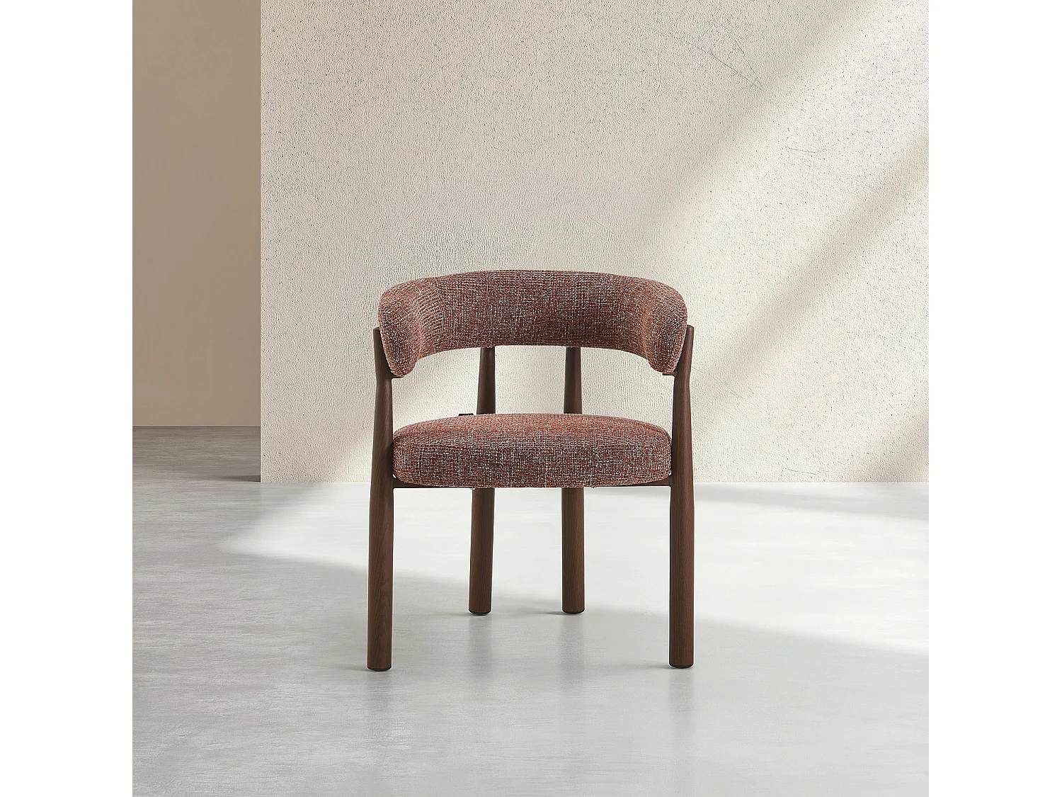 Habitat - Lot de 2 chaises en tissu et métal finition noyer avec accoudoirs - Terracotta - Bryne