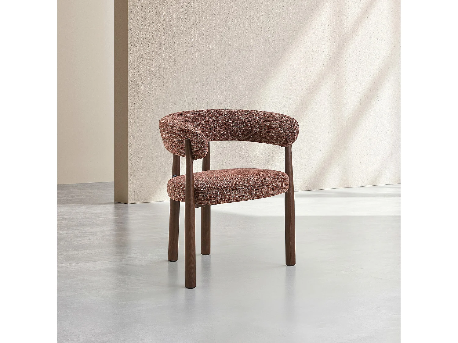 Habitat - Lot de 2 chaises en tissu et métal finition noyer avec accoudoirs - Terracotta - Bryne