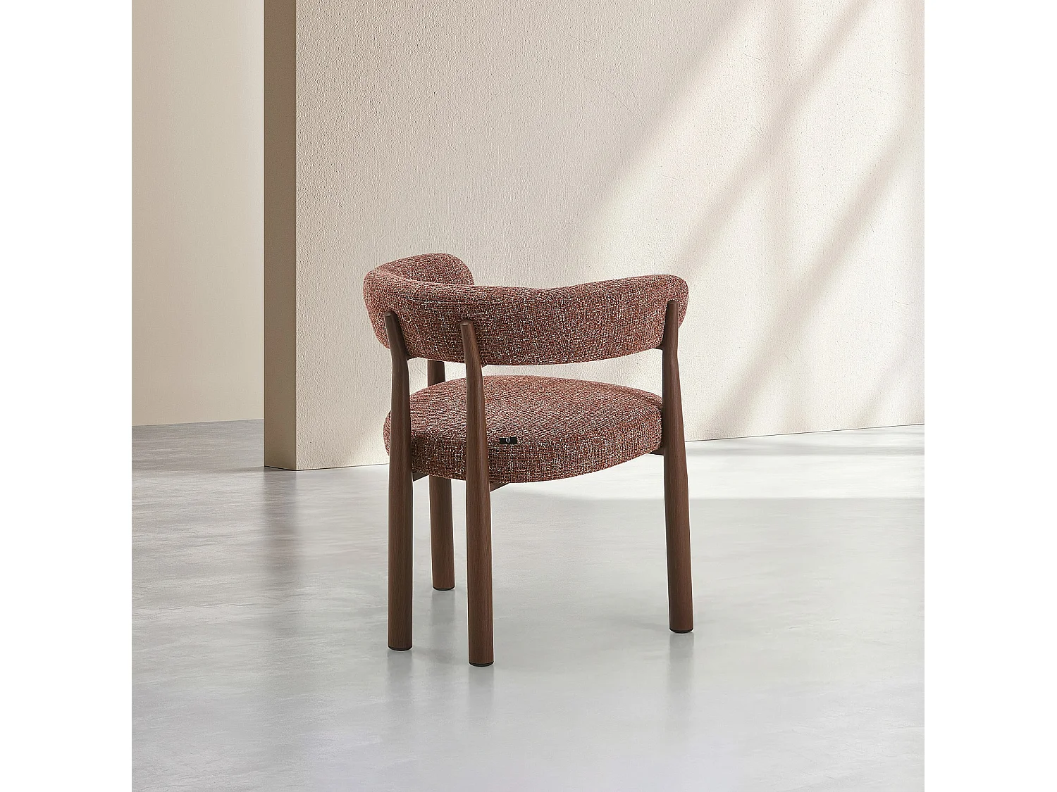 Habitat - Lot de 2 chaises en tissu et métal finition noyer avec accoudoirs - Terracotta - Bryne