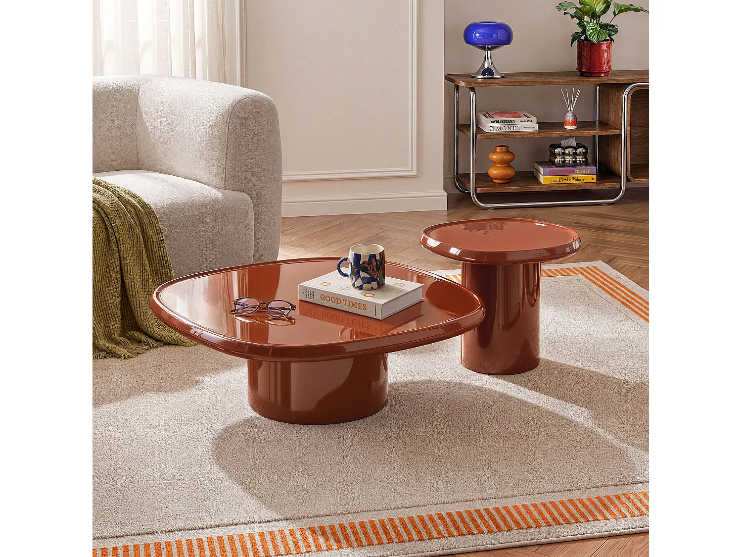 Habitat - Table basse carrée laquée - Orange brique - Luna