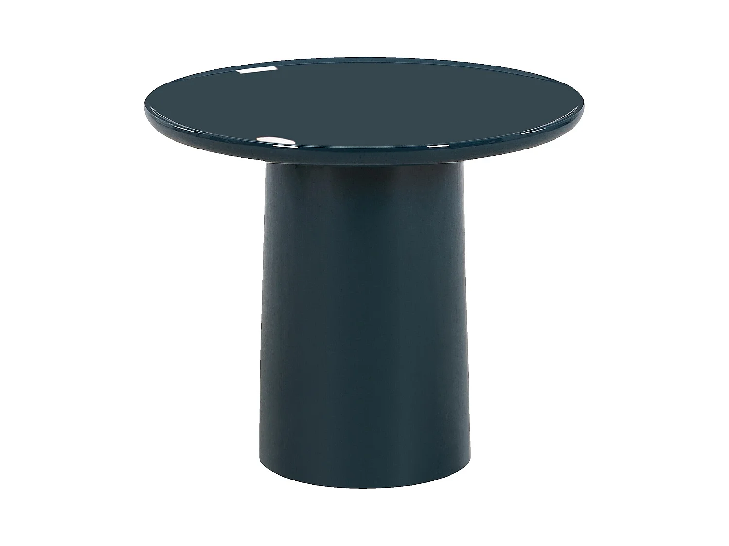 Habitat - Table d'appoint ronde laquée - Bleu canard - Theo