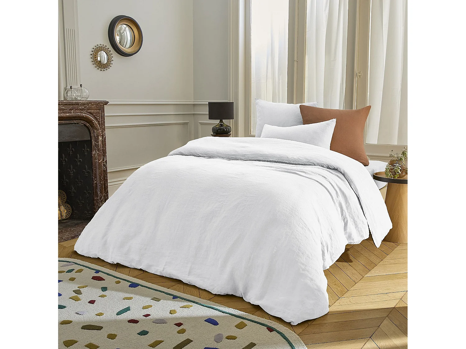 Habitat - Housse de couette en lin - 260 x 240 cm - Blanc - Brunel